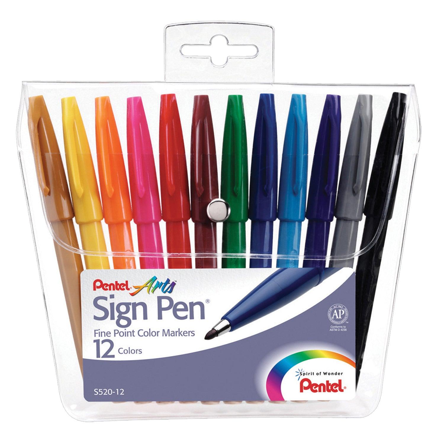 Sign Pen®, Fine Point Color Markers, Assorted, Pack of 12 - Loomini