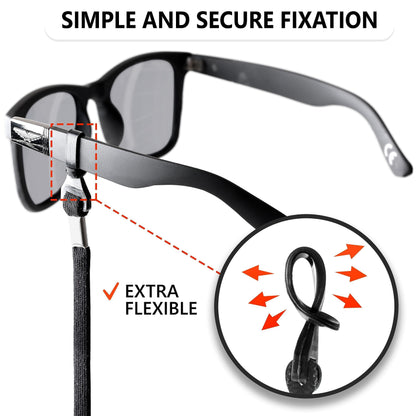 SIGONNA Eye Glasses String Holder Strap - Eyeglass Straps Cords for Men Women - Eyeglass Holders Around Neck - Sunglasses String Chain Lanyard Retainer - 2 Pcs (Black Red) - Loomini