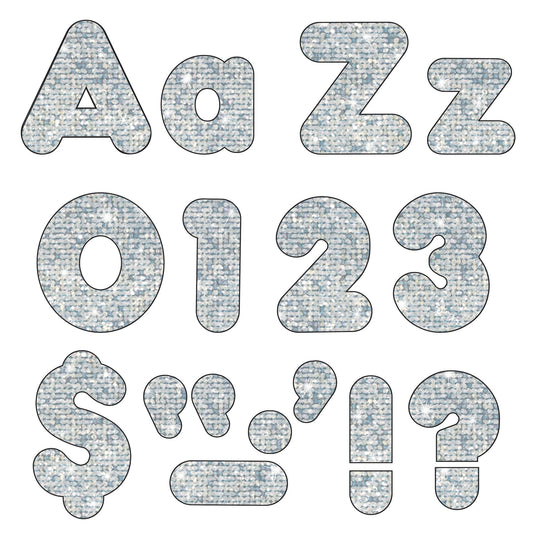 Silver Sparkle 4" Casual Combo Ready Letters® - Loomini