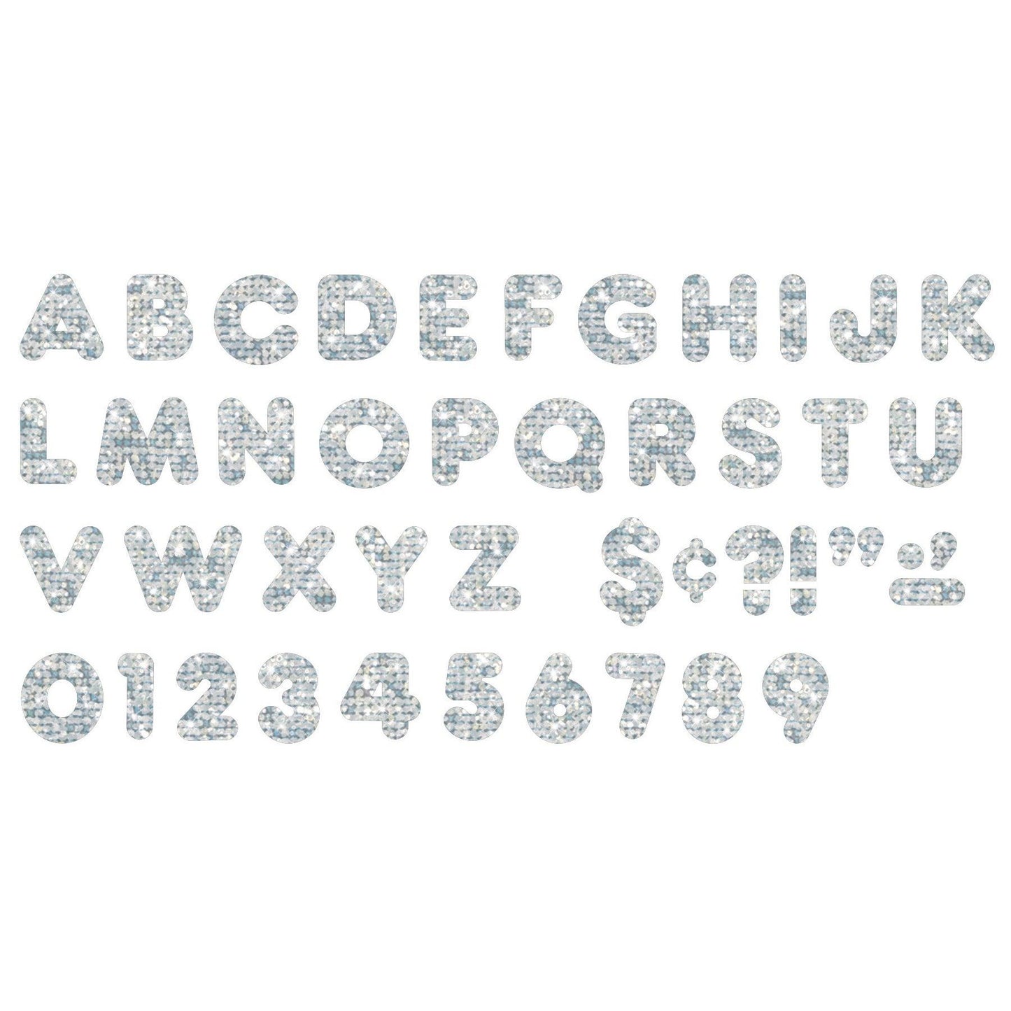 Silver Sparkle 4" Casual Uppercase Ready Letters®, 71 Per Pack, 3 Packs - Loomini