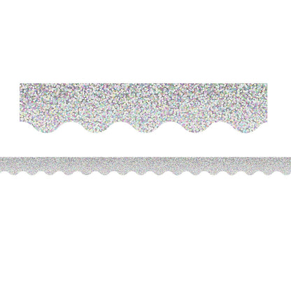 Silver Sparkle Scalloped Border Trim, 35 Feet Per Pack, 6 Packs - Loomini