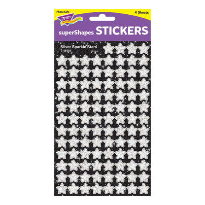 Silver Sparkle Stars superShapes Stickers-Sparkle, 400 Per Pack, 6 Packs - Loomini