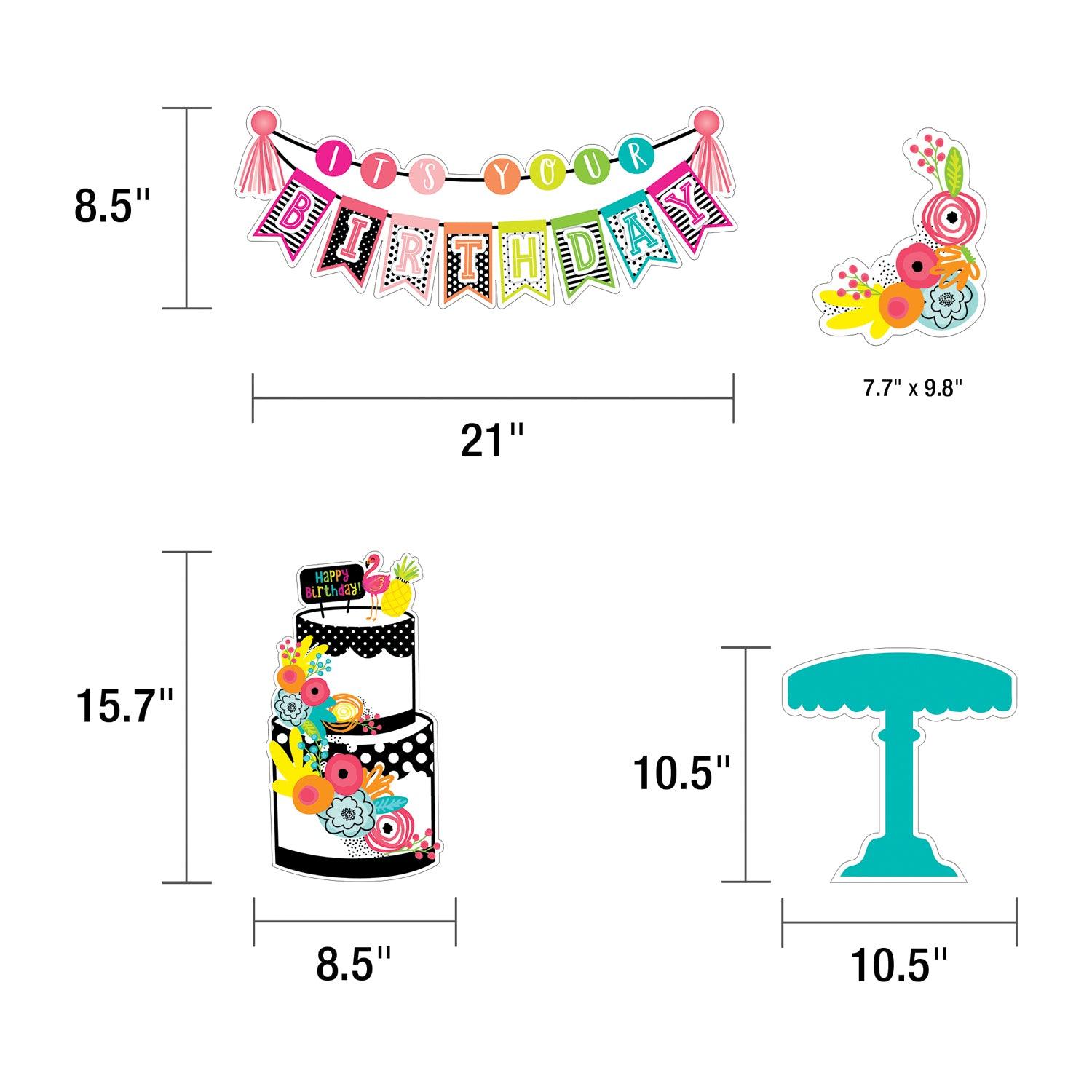 Simply Stylish Tropical Pineapple Birthday Bulletin Board Set, 21 Pieces - Loomini