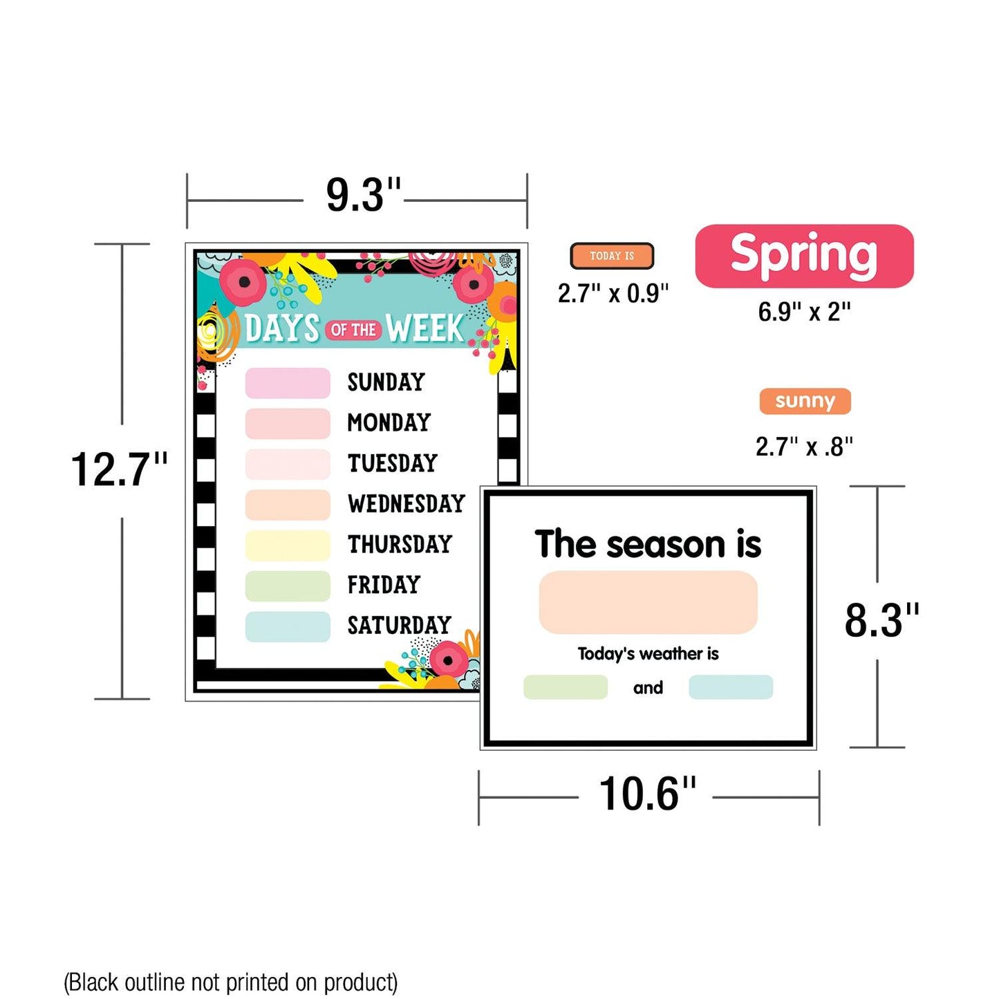 Simply Stylish Tropical Pineapple Calendar Bulletin Board Set, 92 Pieces - Loomini