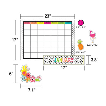 Simply Stylish Tropical Pineapple Calendar Bulletin Board Set, 92 Pieces - Loomini