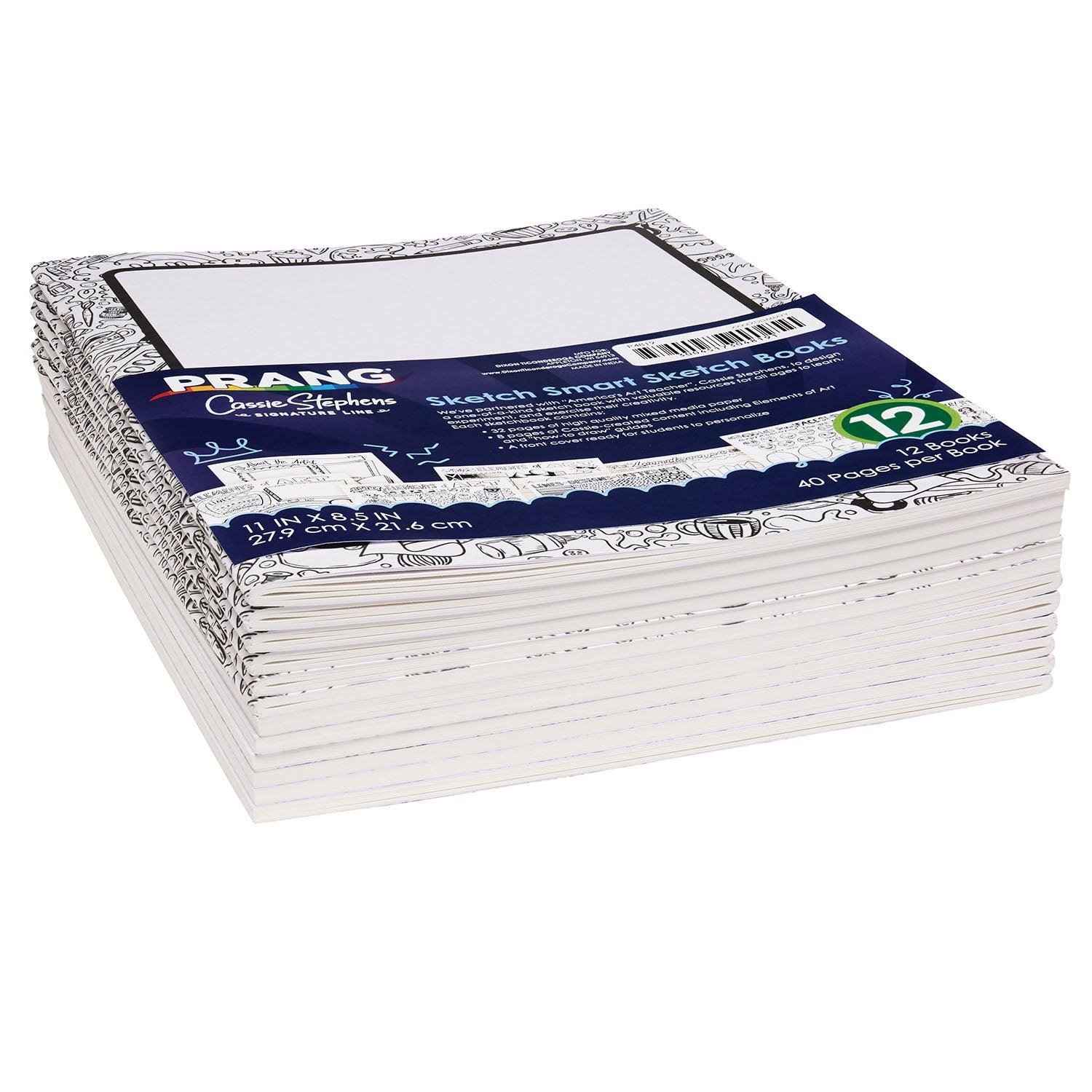 Sketch Smart Sketch Book, White, 11" x 8.5", 40 Sheets, Pack of 12 - Loomini