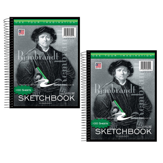 Sketchbook, 11" x 8-1/2", 100 Sheets, Pack of 2 - Loomini
