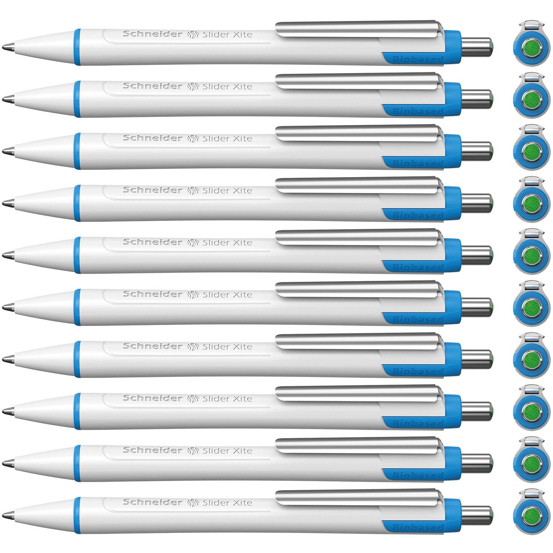 Slider Xite XB Refillable + Retractable Ballpoint Pen, 1.4 mm, Green Ink, Box of 10 Pens - Loomini