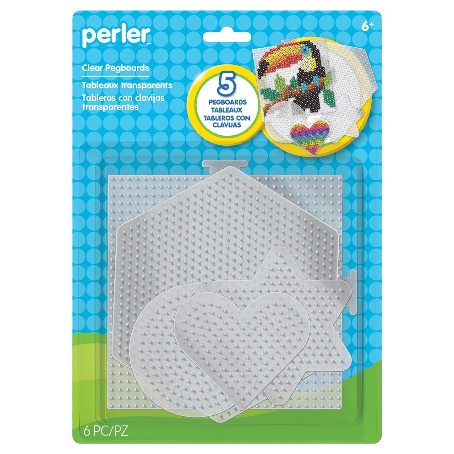 Small & Large Basic Shapes Clear Pegboards, 5 Per Pack, 3 Packs - Loomini