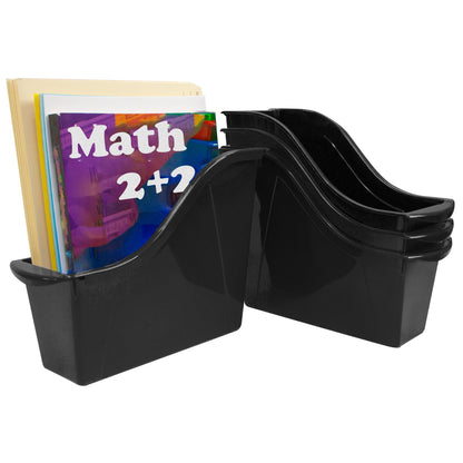 Small Book Bin, Black, Pack of 6 - Loomini