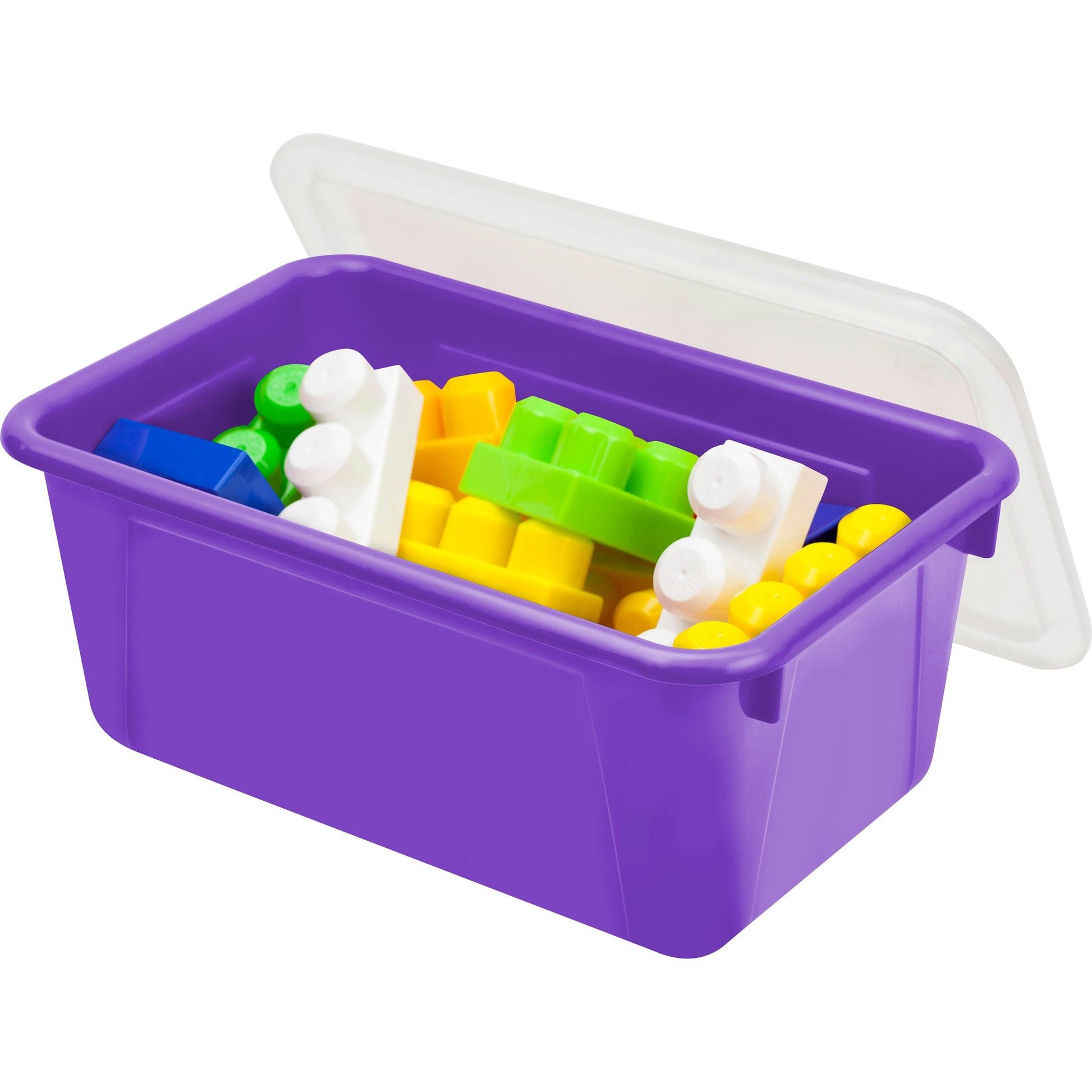 Small Cubby Bin with Cover, Classroom Purple - Loomini