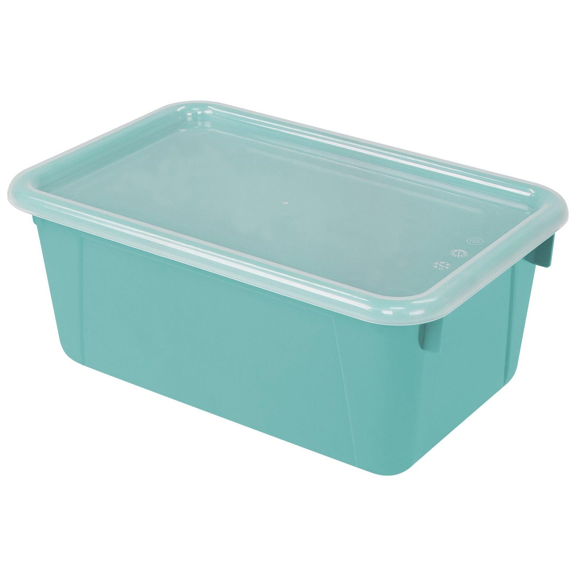 Small Cubby Bin, with Cover, Classroom Teal, Pack of 2 - Loomini