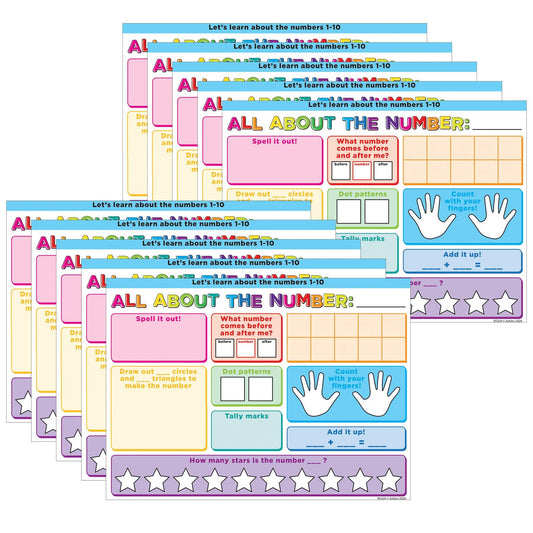 Smart Poly® PosterMat Pals™ Space Savers, 13" x 9-1/2", All About the Number, Pack of 10 - Loomini