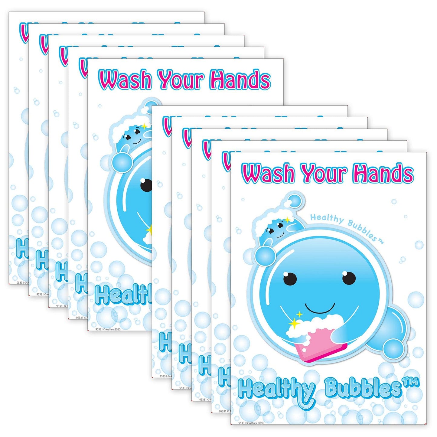 Smart Poly® PosterMat Pals™ Space Savers, 13" x 9-1/2", Healthy Bubbles, Pack of 10 - Loomini