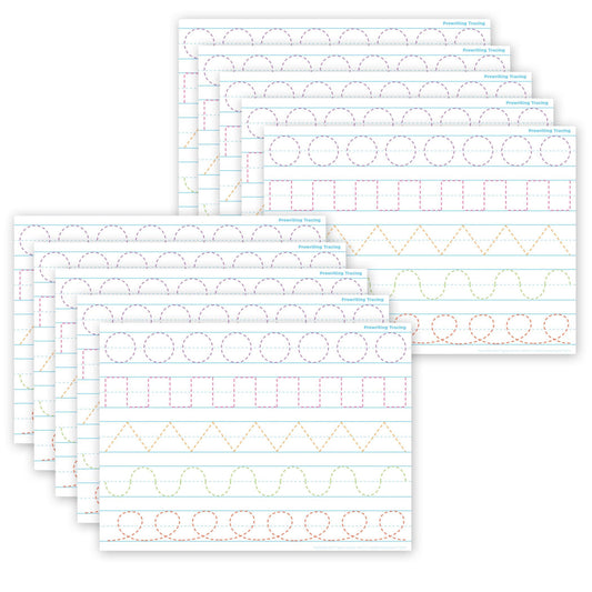 Smart Poly® PosterMat Pals™ Space Savers, 13" x 9-1/2", Prewriting Tracing, Pack of 10 - Loomini