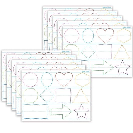 Smart Poly® PosterMat Pals™ Space Savers, 13" x 9-1/2", Shapes Tracing, Pack of 10 - Loomini