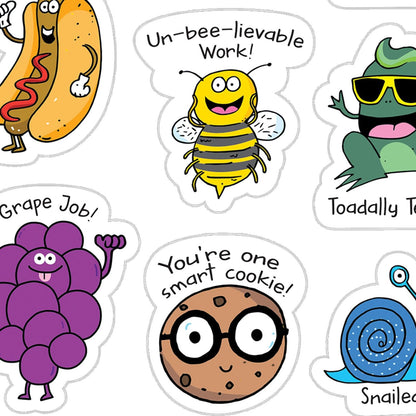 So Much Pun! Punny Reward Stickers, 55 Per Pack, 6 Packs - Loomini