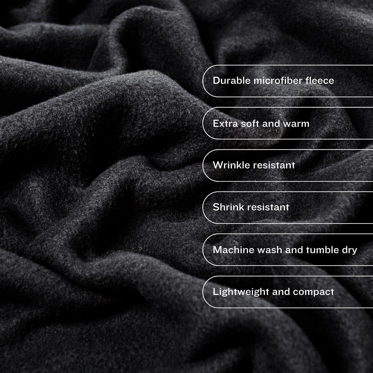 Soft Black Blanket Twin Travel Warm Polar Fleece Blanket Bed Plush for Travel Sofa Adult Kids Microfiber Throw Blanket Black Cheap 50 x60 Fleece Throw for All Season - Loomini