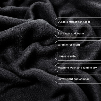 Soft Black Blanket Twin Travel Warm Polar Fleece Blanket Bed Plush for Travel Sofa Adult Kids Microfiber Throw Blanket Black Cheap 50 x60 Fleece Throw for All Season - Loomini