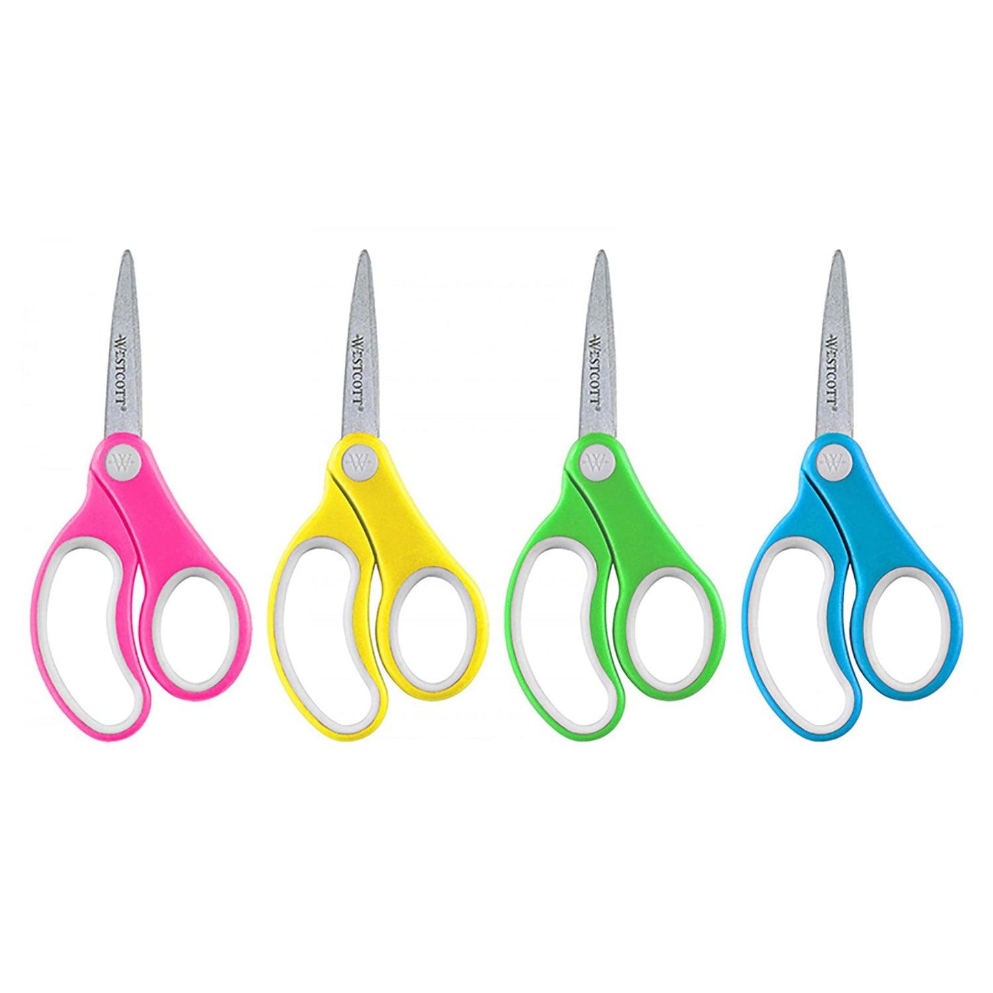 Soft Handle 5" Kids Scissors Classpack, Pointed, Pack of 12 - Loomini