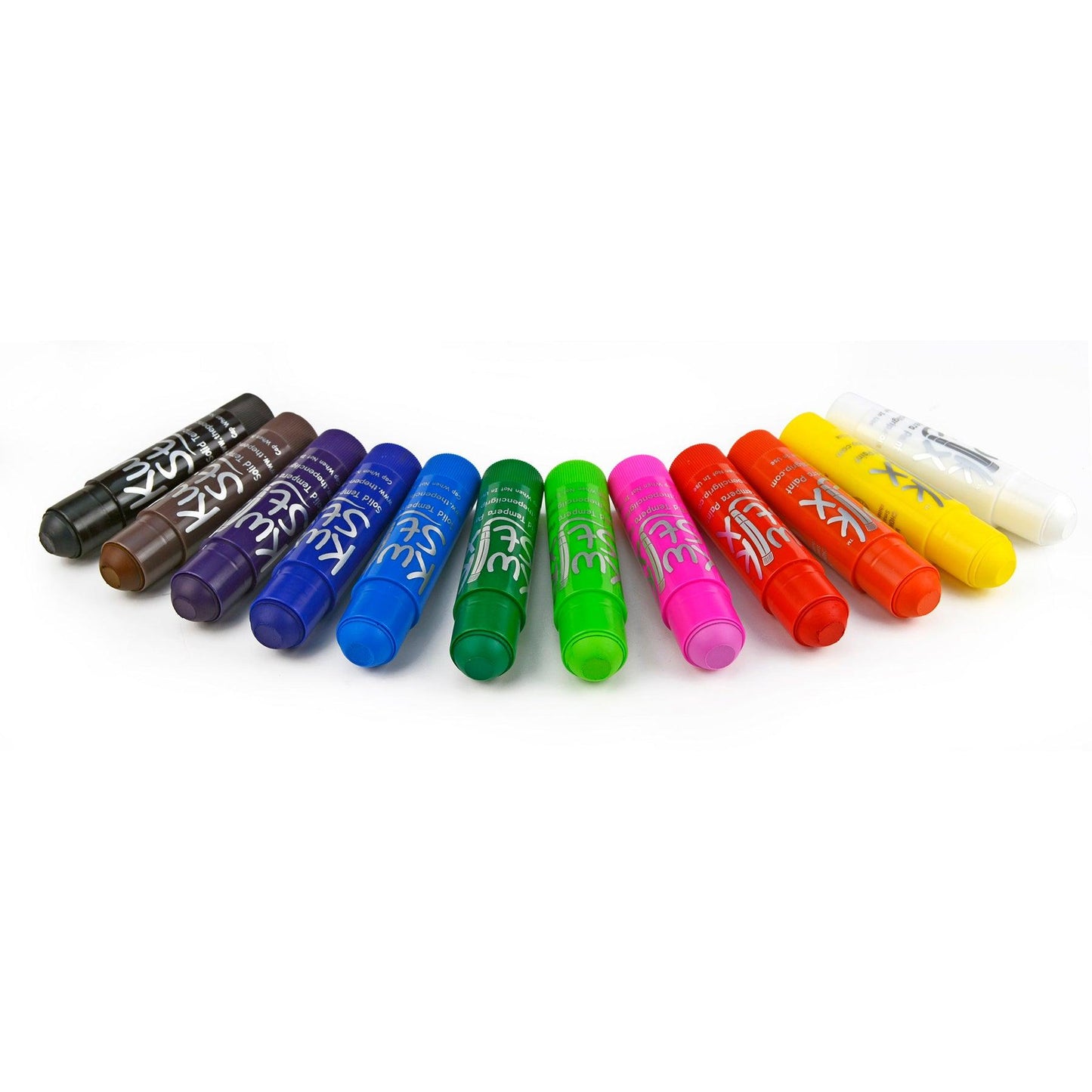 Solid Tempera Paint Sticks, Classic Colors, 12 Per Pack, 2 Packs - Loomini