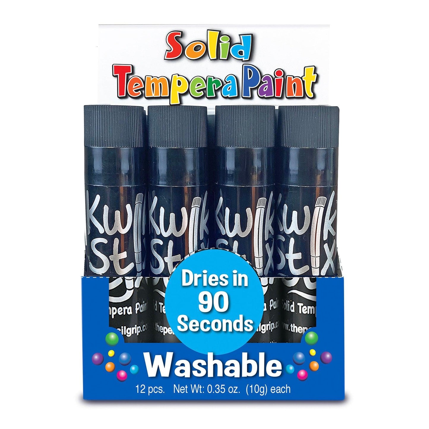 Solid Tempera Paint Sticks, Single Color Pack, Black, 12 Per Pack, 2 Packs - Loomini