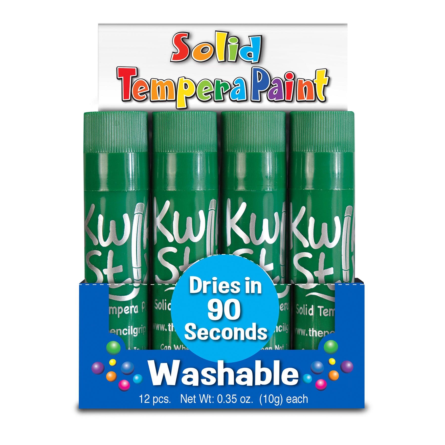 Solid Tempera Paint Sticks, Single Color Pack, Green, 12 Per Pack, 2 Packs - Loomini