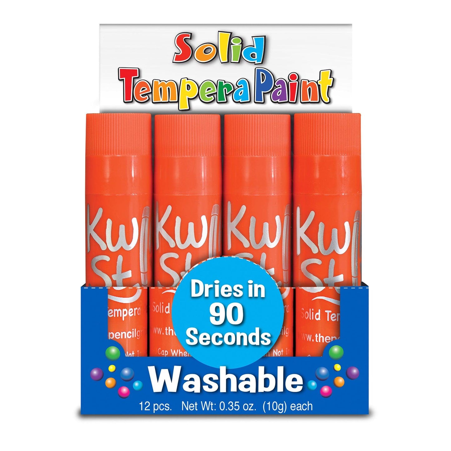 Solid Tempera Paint Sticks, Single Color Pack, Orange, 12 Per Pack, 2 Packs - Loomini