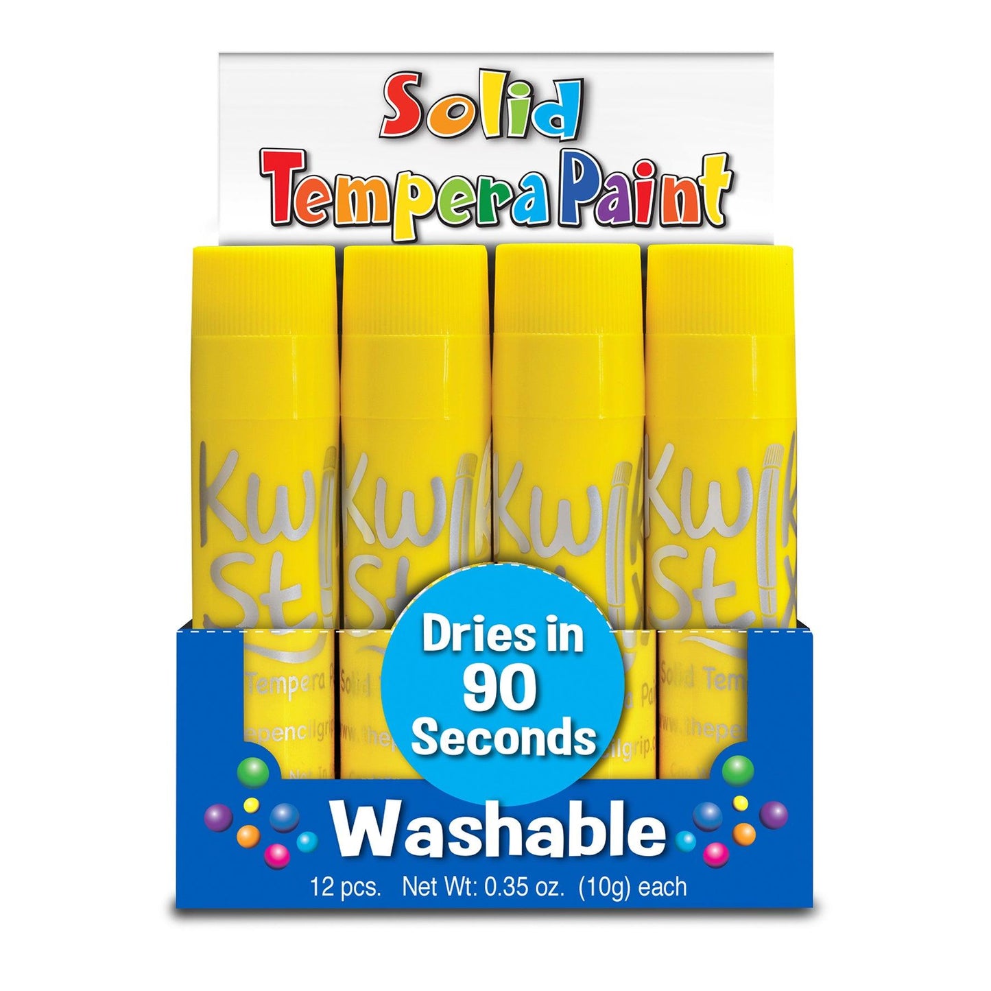 Solid Tempera Paint Sticks, Single Color Pack, Yellow, 12 Per Pack, 2 Packs - Loomini