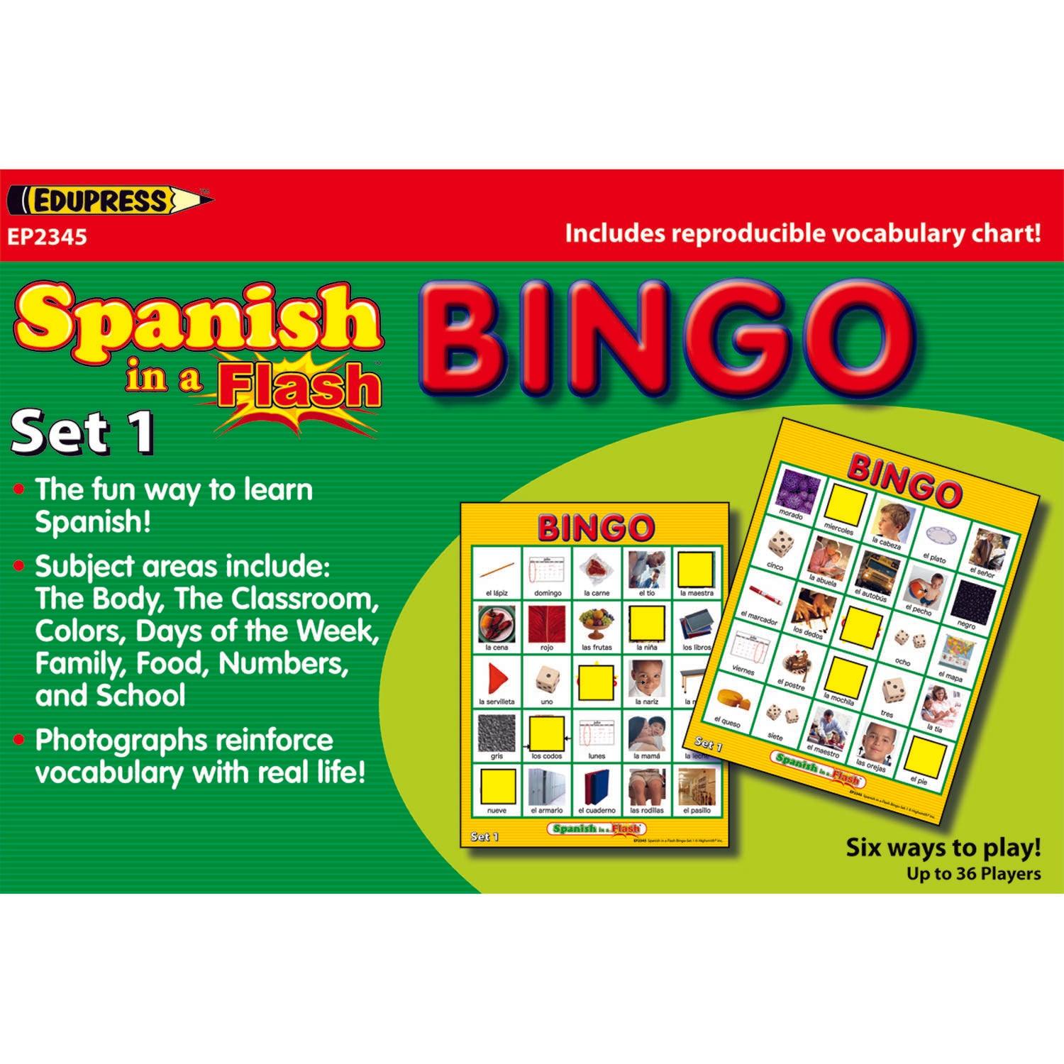 Spanish in a Flash™ Bingo, Set 1 - Loomini