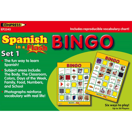 Spanish in a Flash™ Bingo, Set 1 - Loomini
