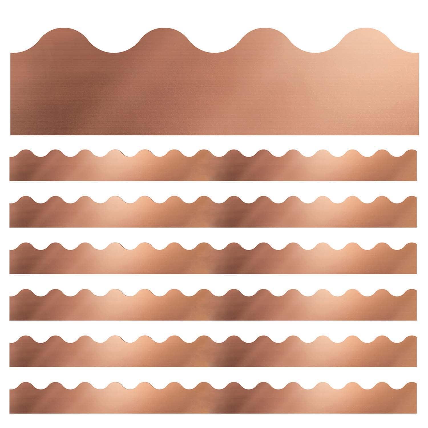 Sparkle + Shine Rose Gold Foil Scalloped Border, 39 Feet Per Pack, 6 Packs - Loomini