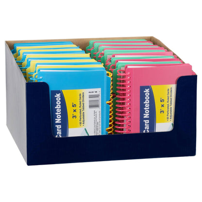 Spiral Bound Index Card Notebook with Index Tabs, Assorted Tropic Tones Colors, Pack of 6 - Loomini