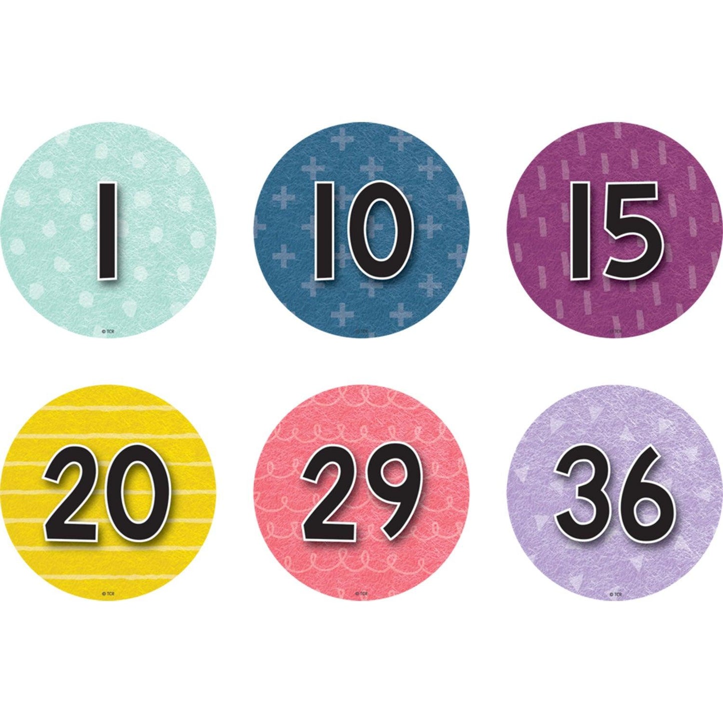 Spot On Floor Markers Oh Happy Day Numbers 1-36, 4", Pack of 36 - Loomini
