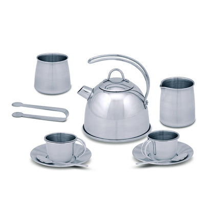 Stainless Steel Tea Set and Storage Stand, 11 Pieces - Loomini