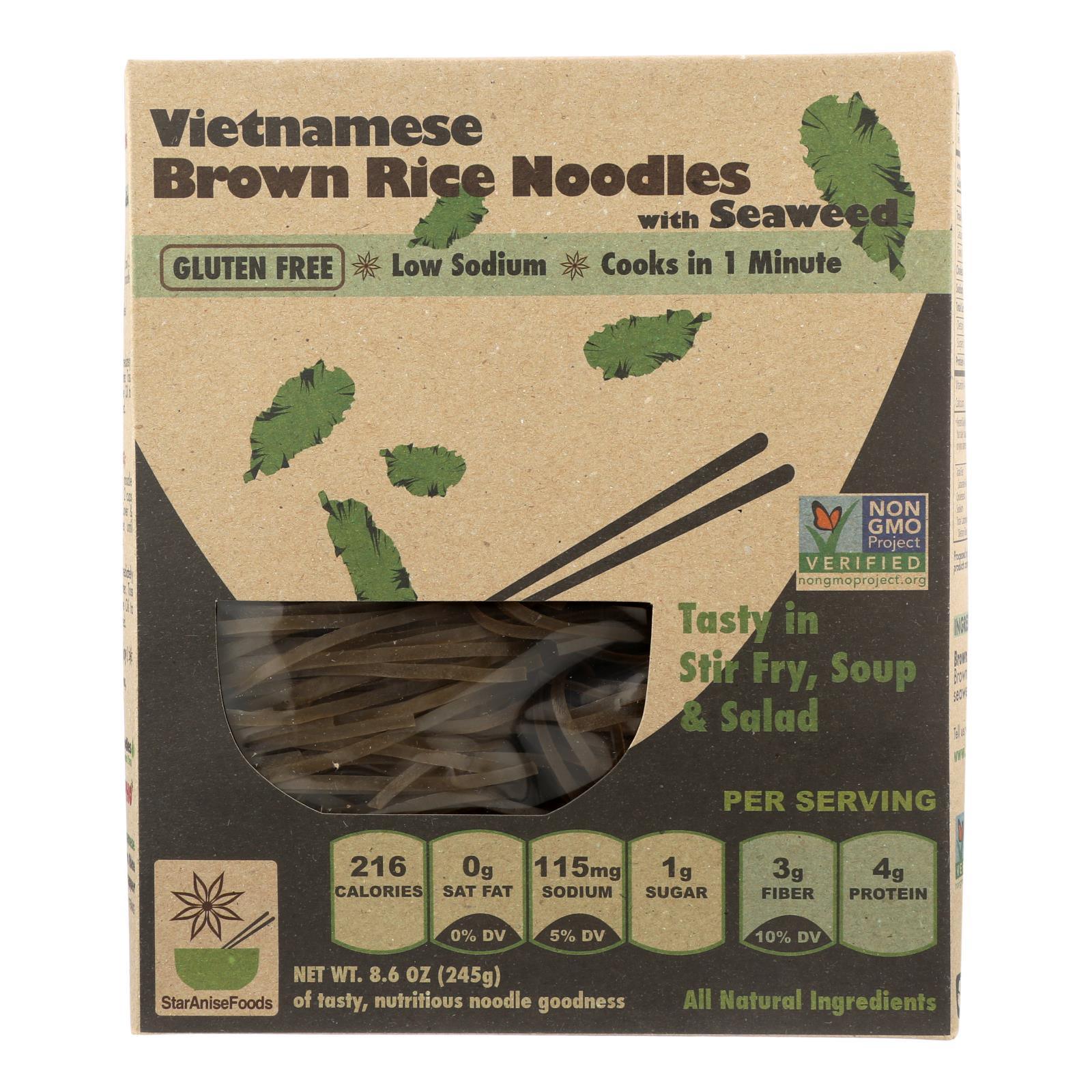 Star Anise Foods Noodles - Brown Rice - Vietnamese - With Seaweed - 8.6 Oz - Case Of 6 - Loomini