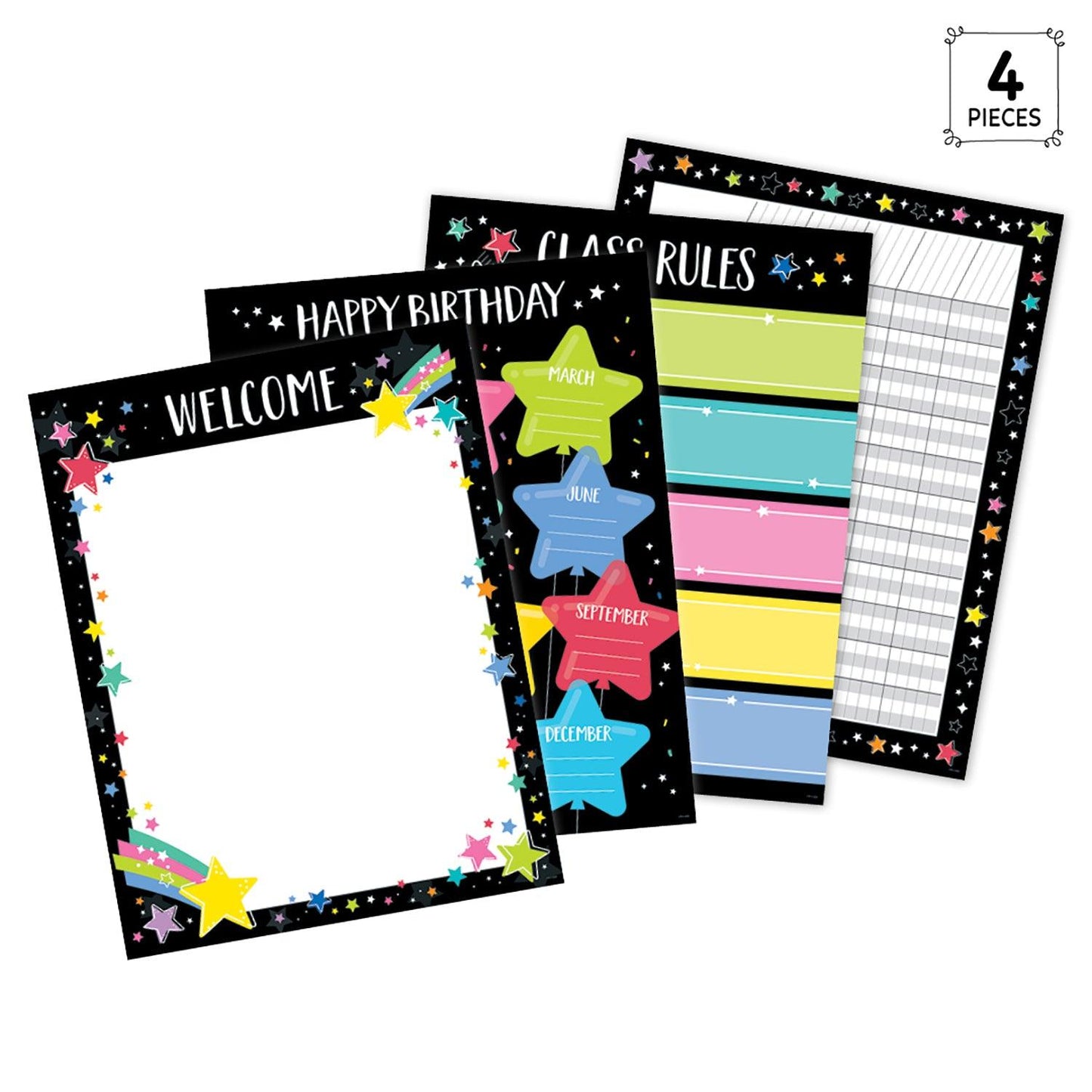 Star Bright Classroom Essentials 4-Chart Pack - Loomini