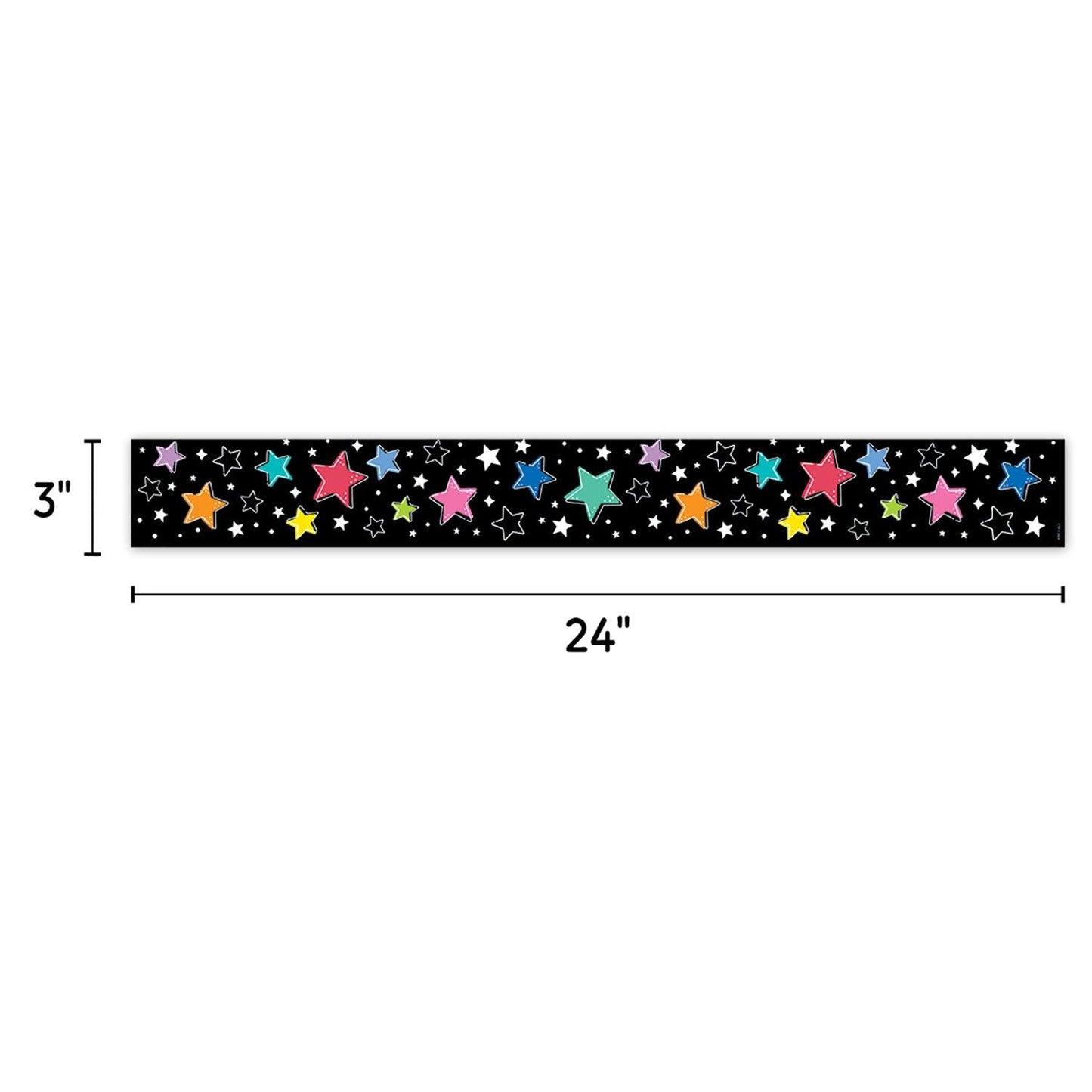 Star Bright Colorful Stars on Black EZ Border, 48 Feet Per Pack, 3 Packs - Loomini