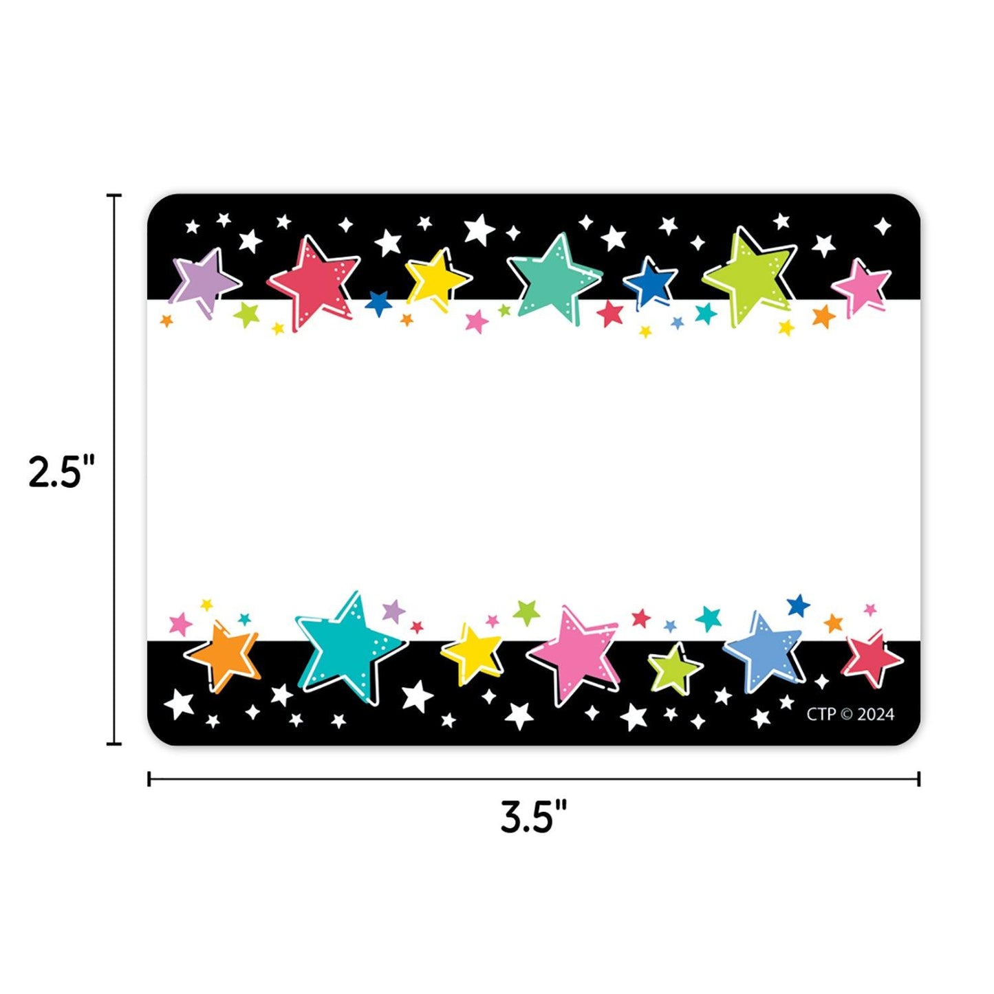 Star Bright Colorful Stars on Black Labels, 36 Per Pack, 6 Packs - Loomini