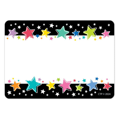 Star Bright Colorful Stars on Black Labels, 36 Per Pack, 6 Packs - Loomini