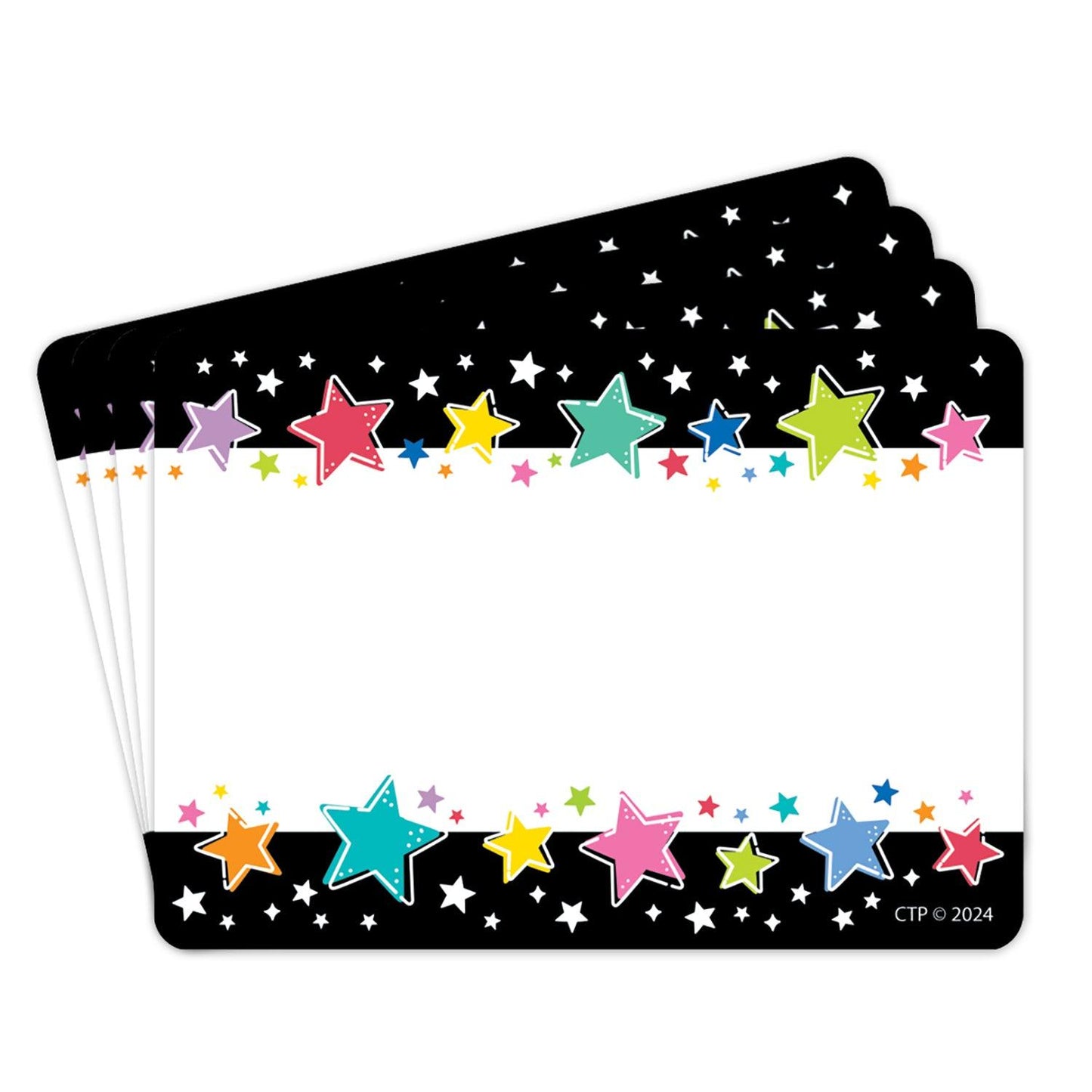 Star Bright Colorful Stars on Black Labels, 36 Per Pack, 6 Packs - Loomini