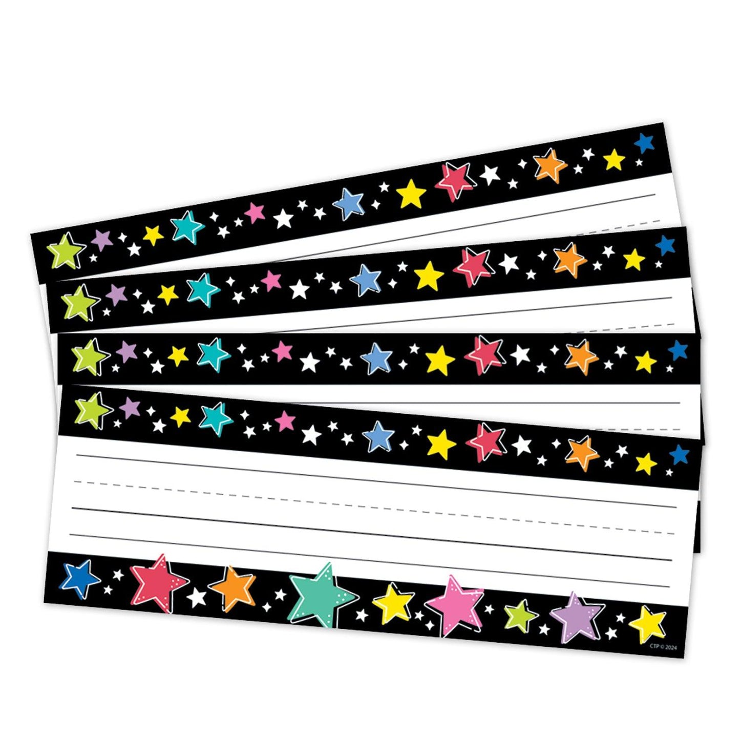 Star Bright Colorful Stars on Black Name Plates, 36 Per Pack, 6 Packs - Loomini
