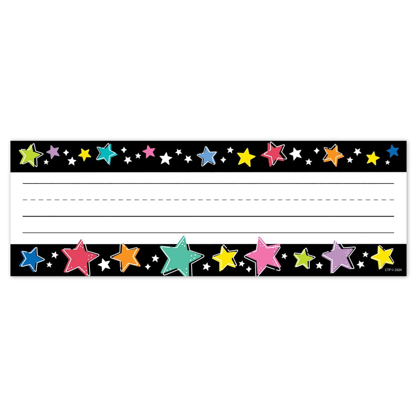 Star Bright Colorful Stars on Black Name Plates, 36 Per Pack, 6 Packs - Loomini