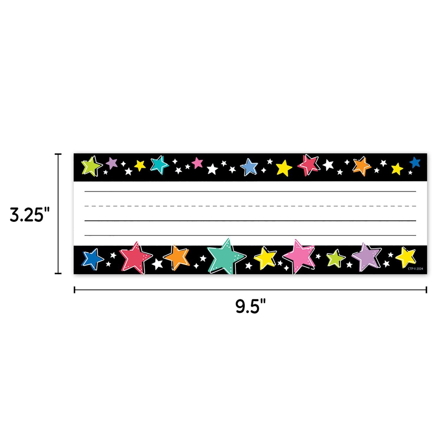 Star Bright Colorful Stars on Black Name Plates, 36 Per Pack, 6 Packs - Loomini