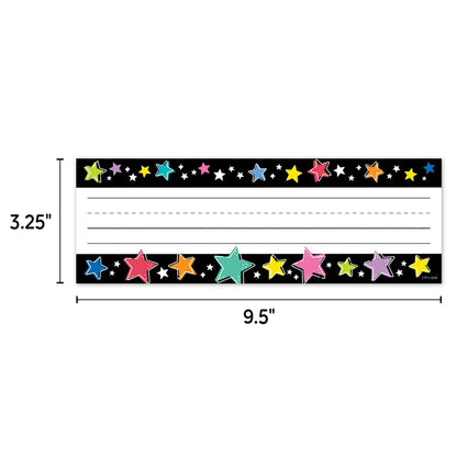 Star Bright Colorful Stars on Black Name Plates, 36 Per Pack, 6 Packs - Loomini