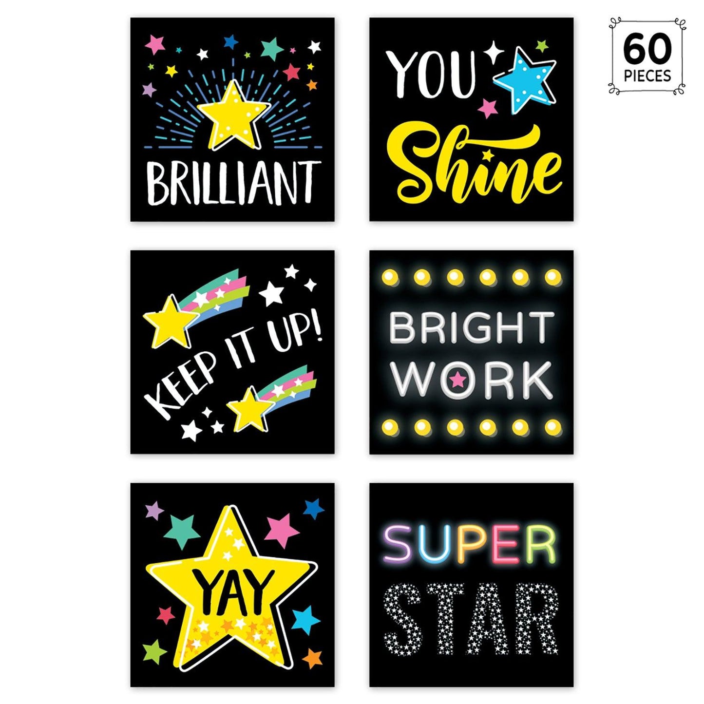 Star Bright Reward Stickers, 60 Per Pack, 6 Packs - Loomini