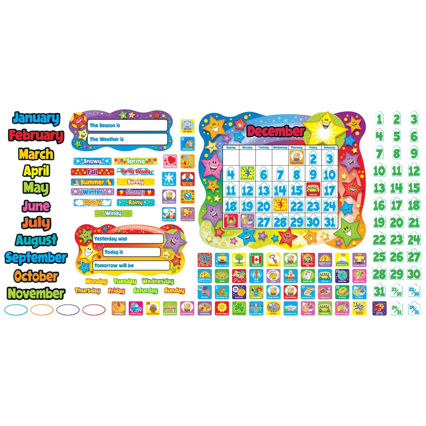 Star Calendar Bulletin Board Set, 2 Sets - Loomini