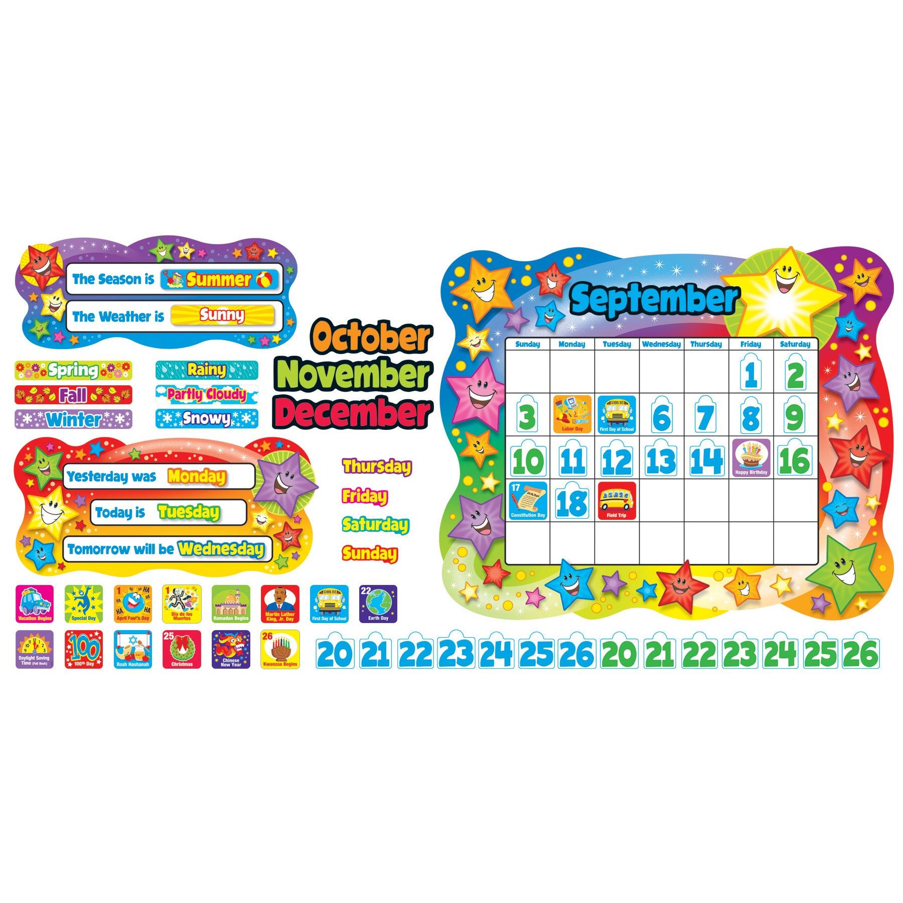 Star Calendar Bulletin Board Set - Loomini