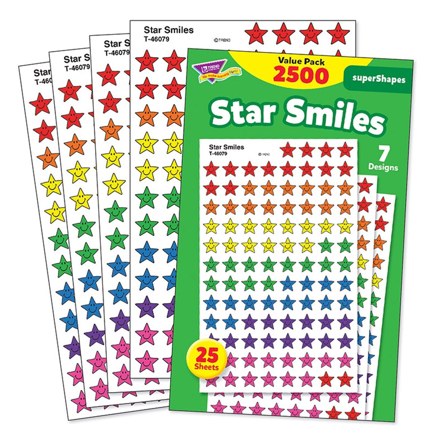 Star Smiles superShapes Stickers Value Pack, 2500 Per Pack, 3 Packs - Loomini