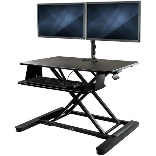 StarTech.com Dual Monitor Sit Stand Desk Converter - 35" Wide - Height Adjustable Standing Desk Solution -Dual Arms for up to 24" Monitors - Loomini